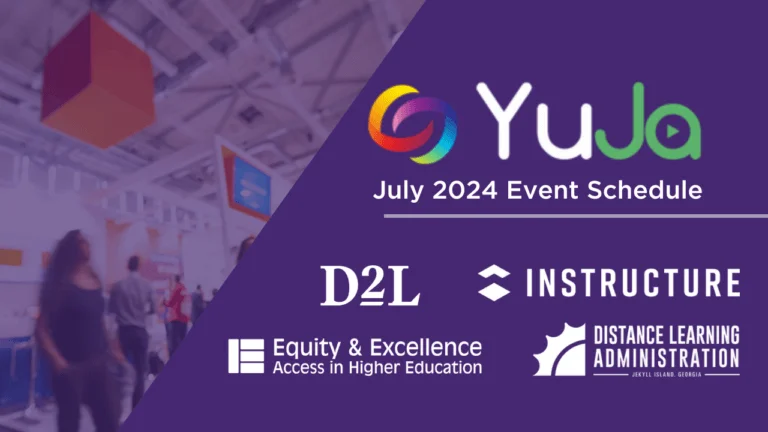 A flyer for July 2024 YuJa events