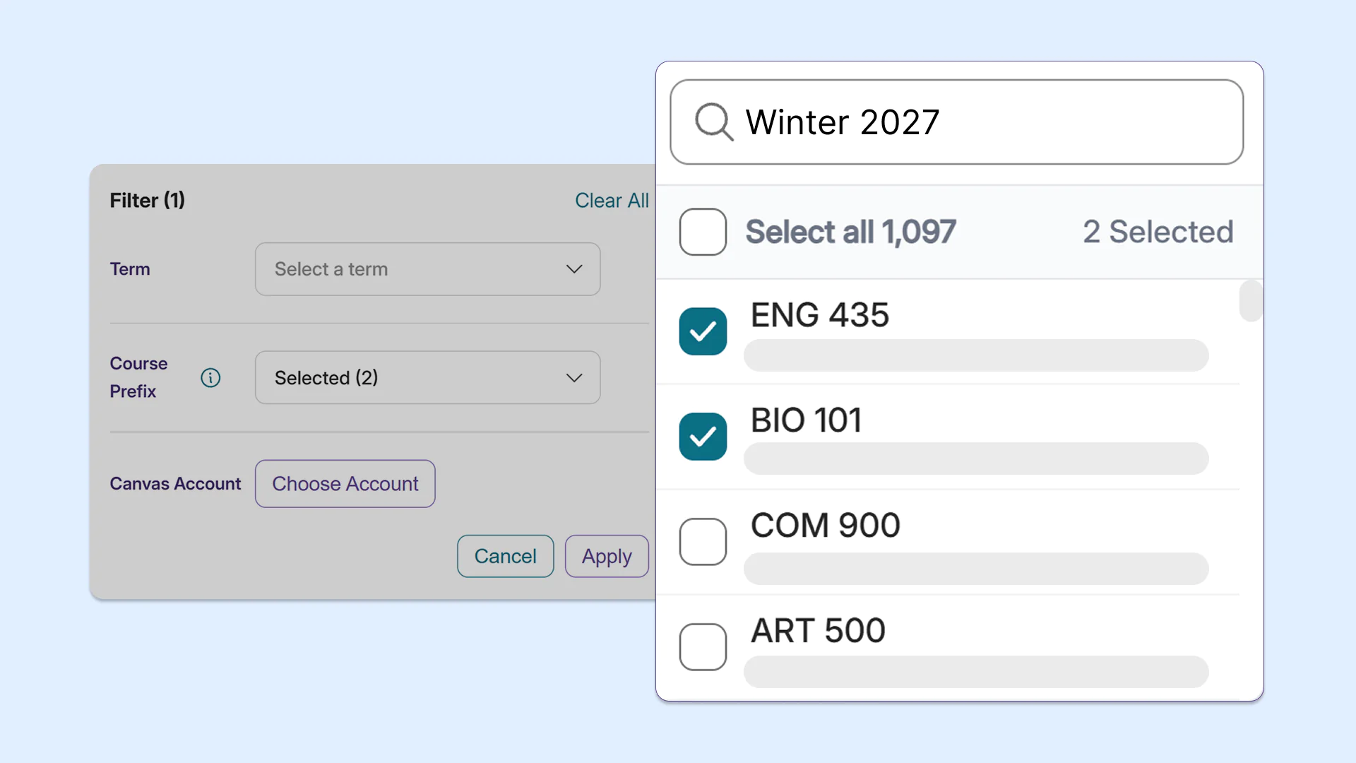 LMS cours searching