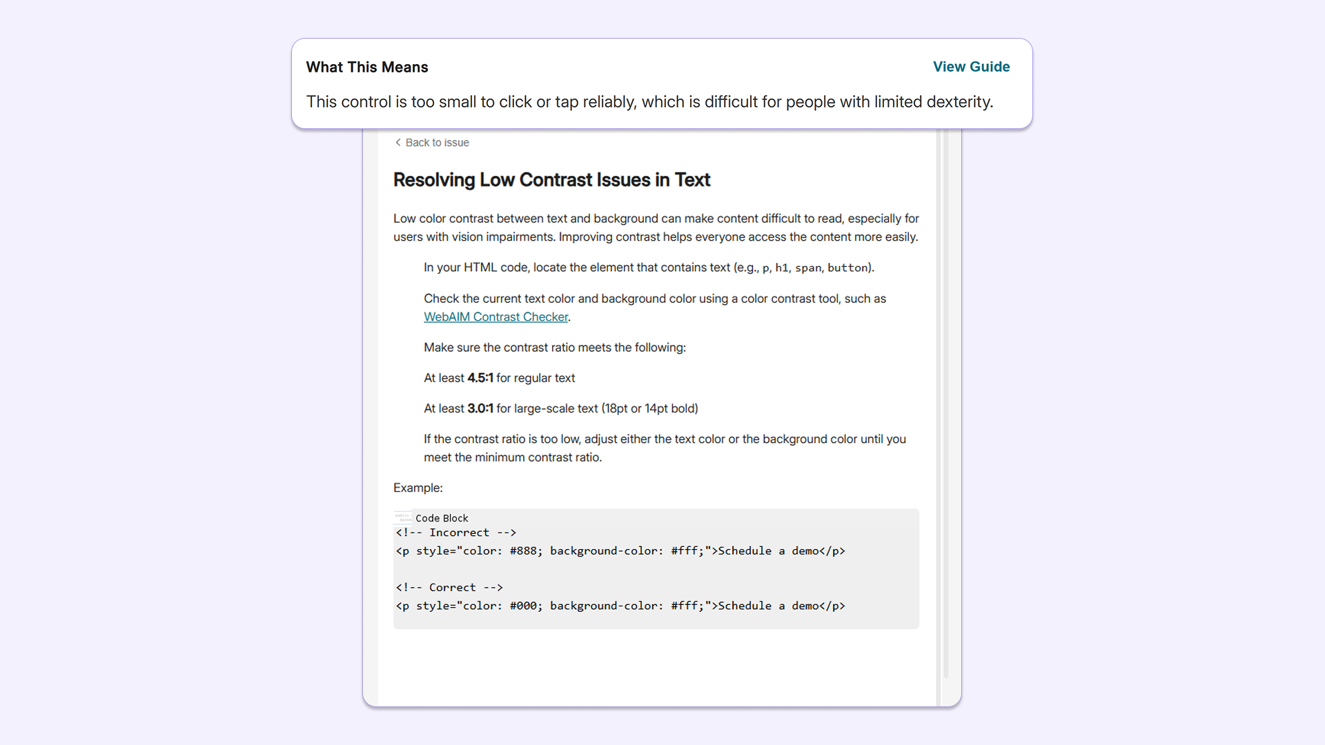 Linked guides for remediation support: Users can now click on an issue and immediately view the YuJa EqualGround guide on how to fix it without leaving their workflow.