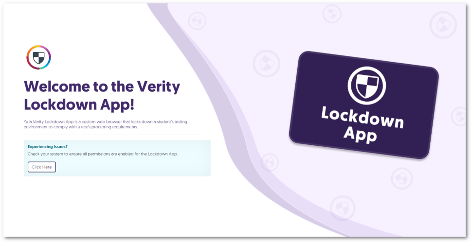 The home page for the Verity Lockdown App.