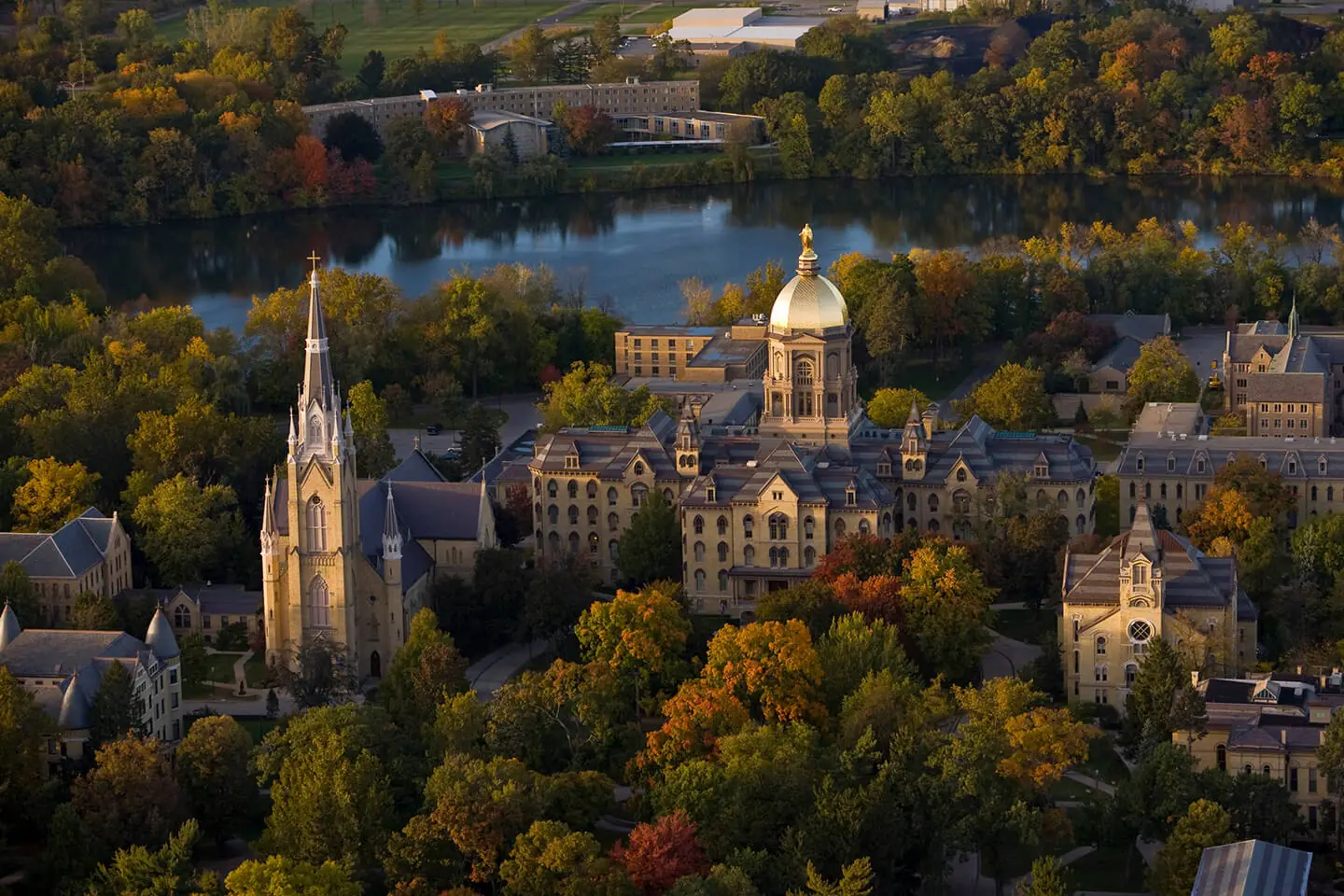 Aerial photo of the University of Notre Dame main quad