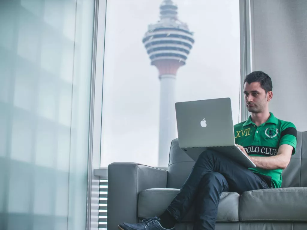 Man Using Laptop Stock Image