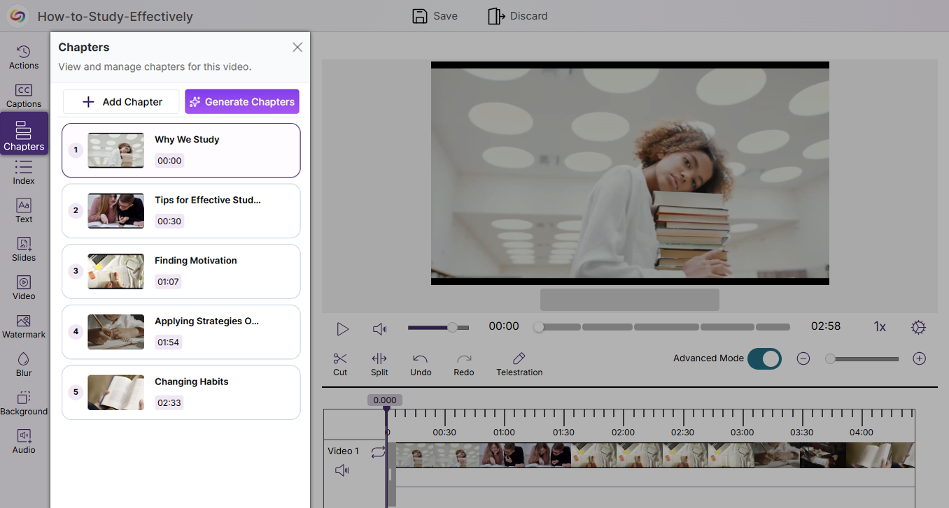 Video editor chapters