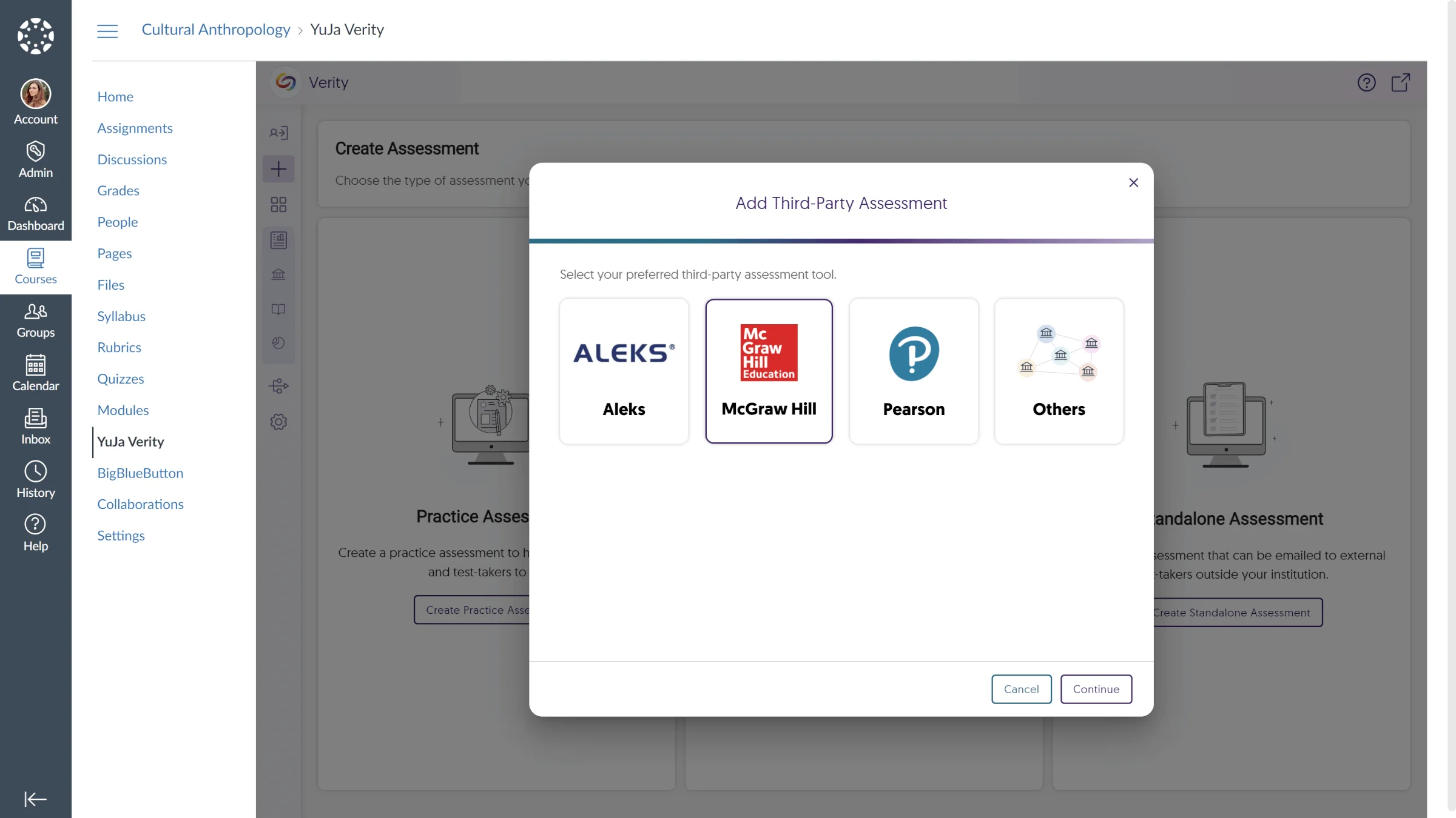 McGraw Hill third-party assessment selected.