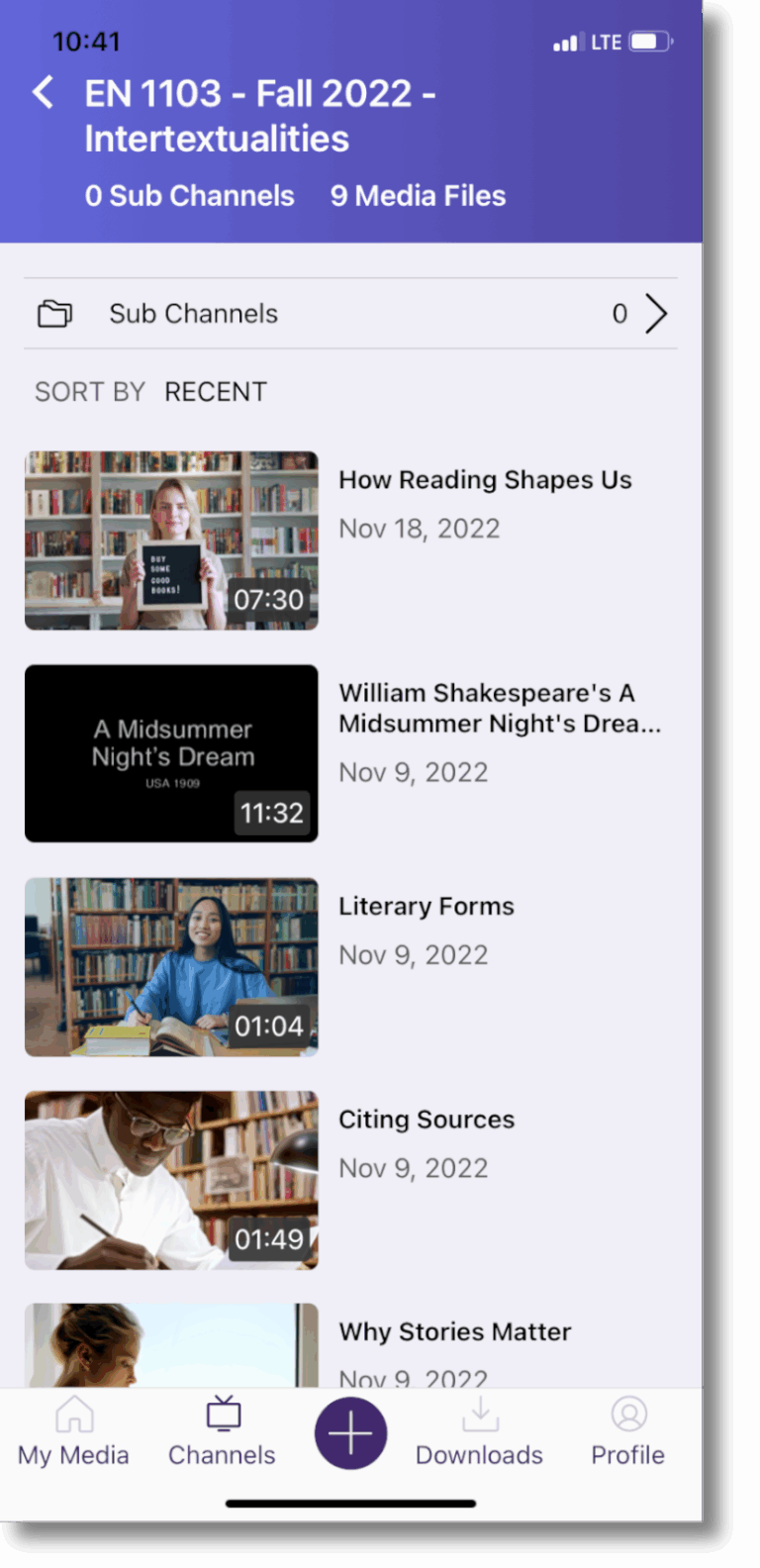 The new YuJa Video My Media page, featuring folders and videos.