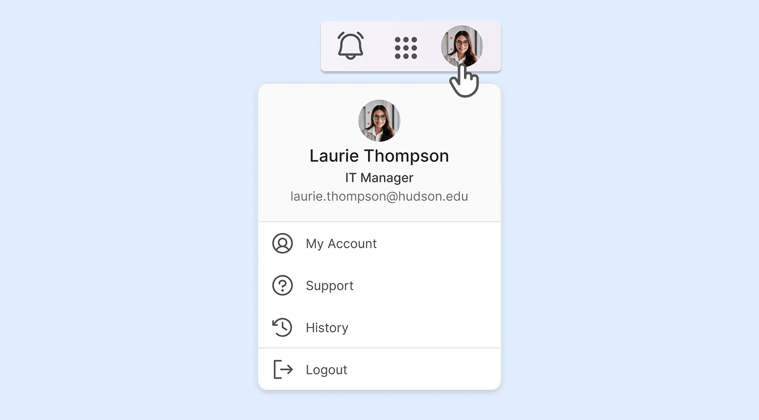My Account menu: The My Account menu design has been modernized with a new look, introducing a more streamlined design for users accessing their configurations.