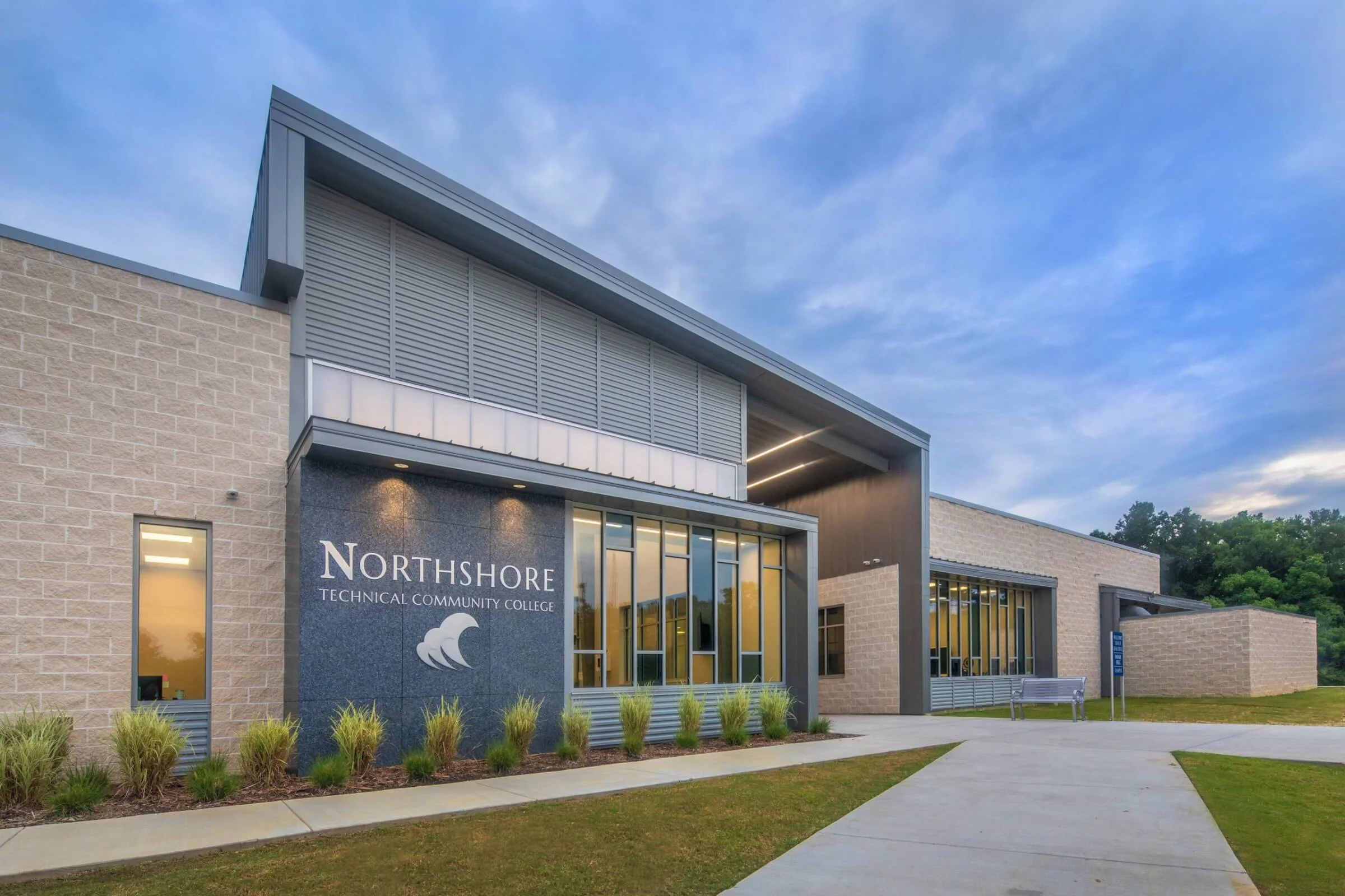 Northshore Technical Community College (NTCC) campus building.