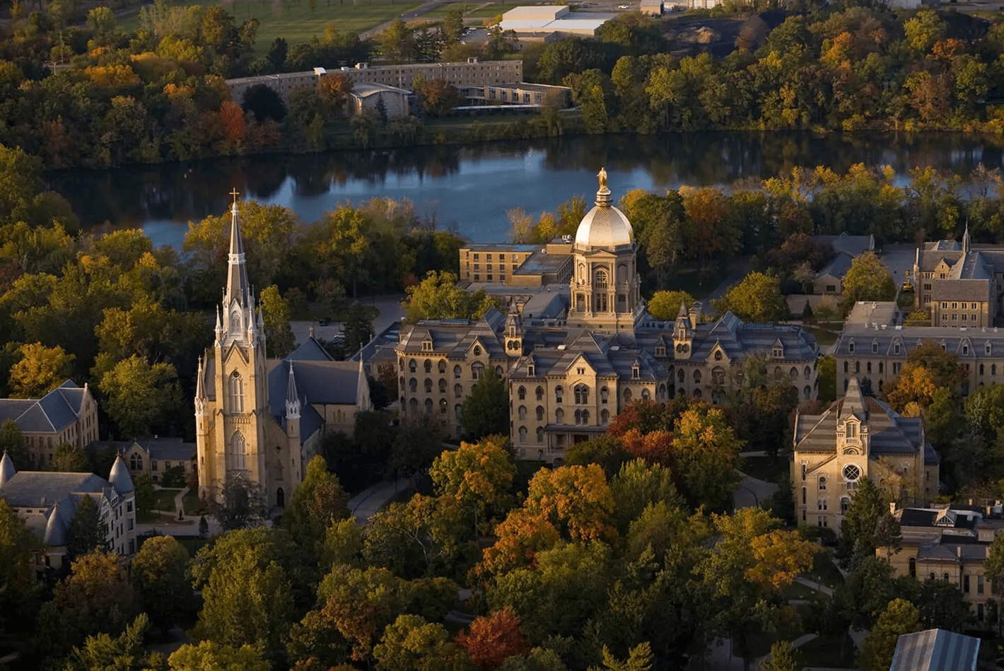 University of Notre Dame campus aerial view.
