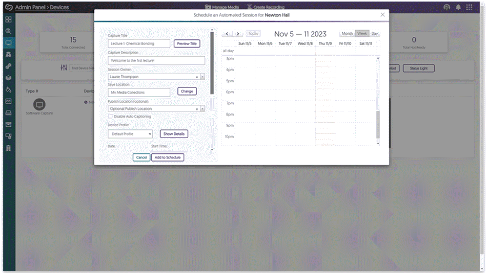 A recording is scheduled and automatically starts while offline. 