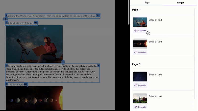 Before and after showing alternative text functionality.
