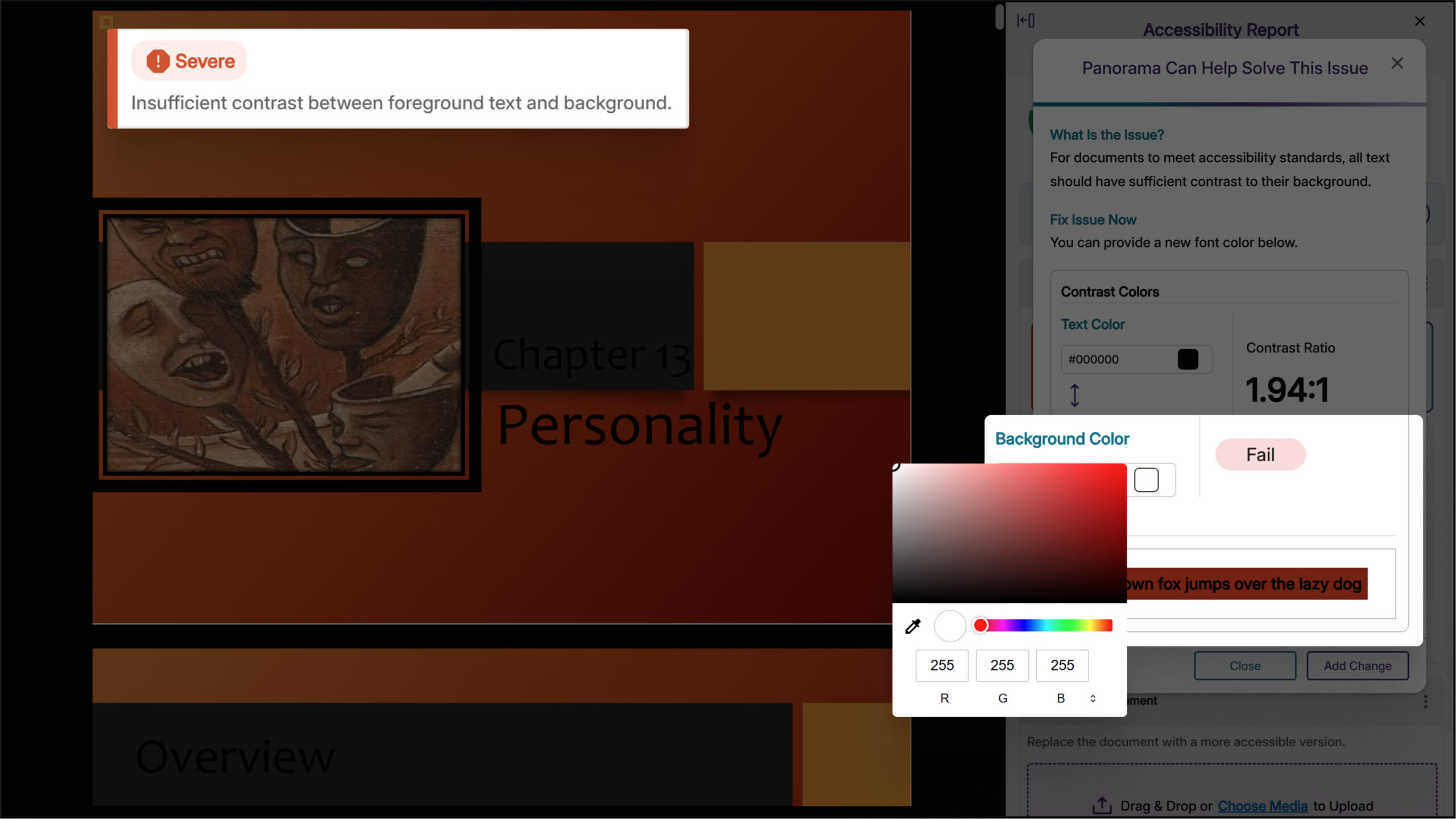 Before and after of Color Contrast functionality.