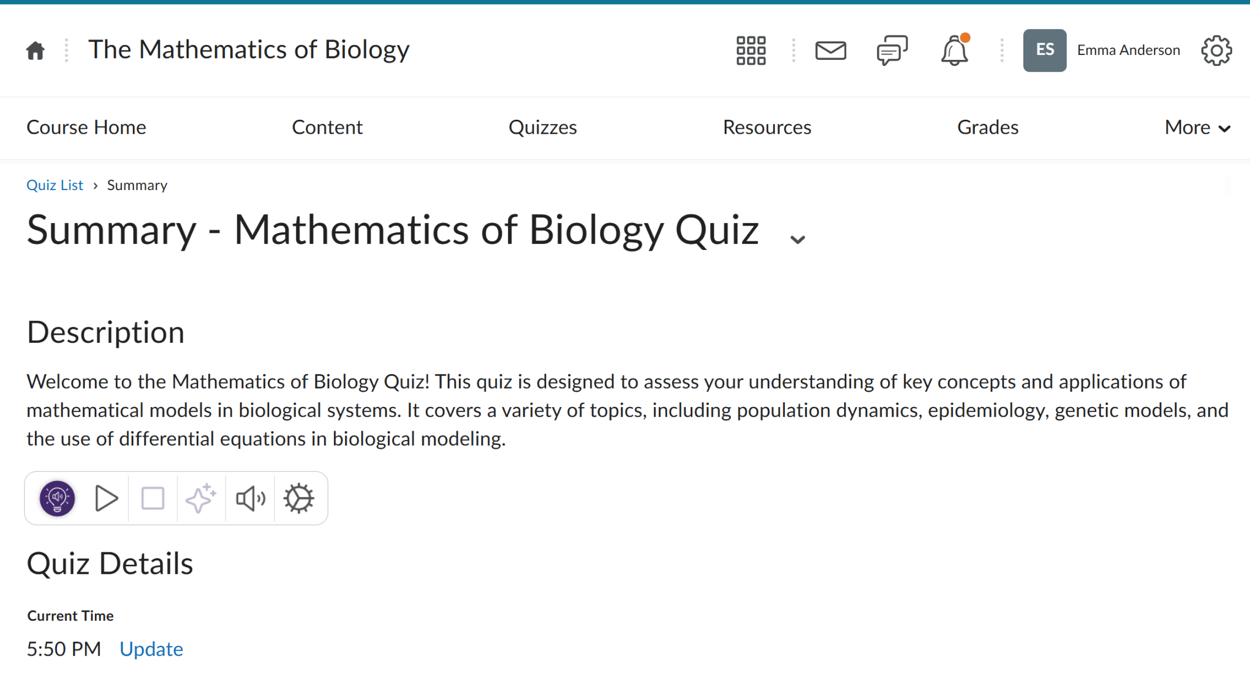 SmartSpeaker is shown embedded inside D2L Content quizzes. 