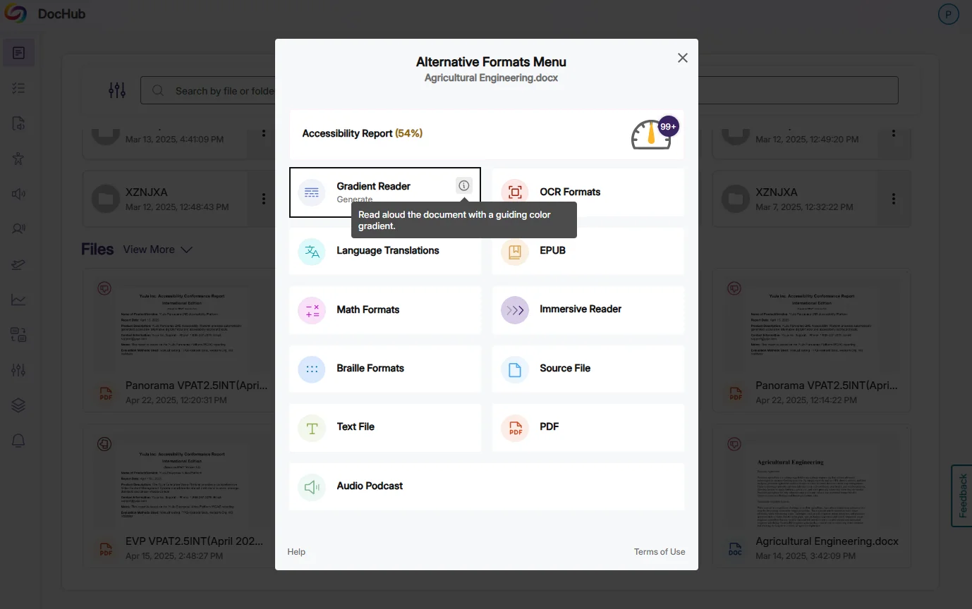 New Tooltips Added to Guide Students Through Alternative Formats
