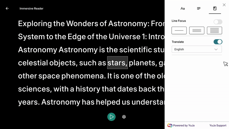 Improved Translation Controls and Additional Themes Added to the Immersive Reader