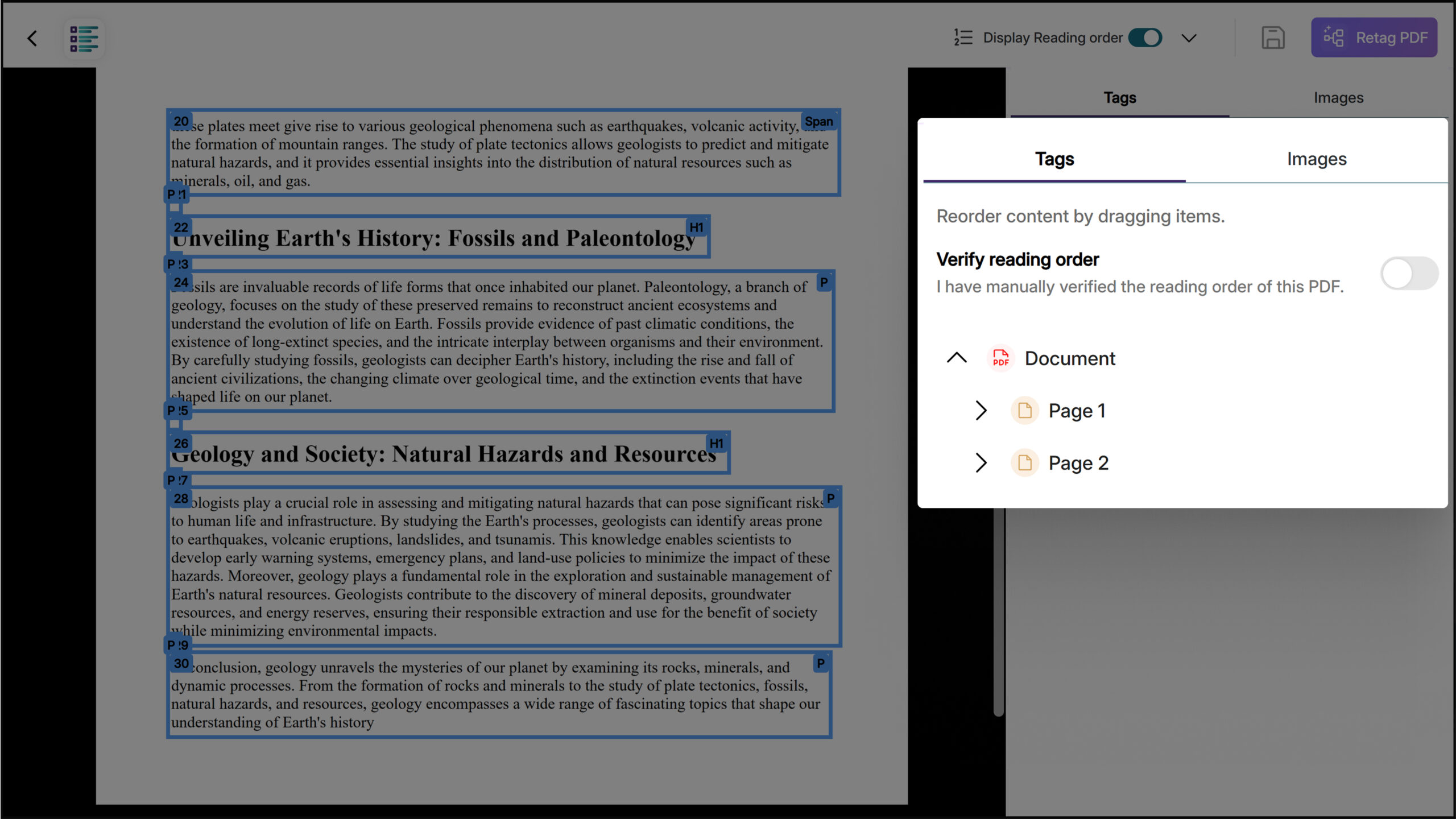 Default Two-Level Tag Tree Expansion Improves Document Navigation