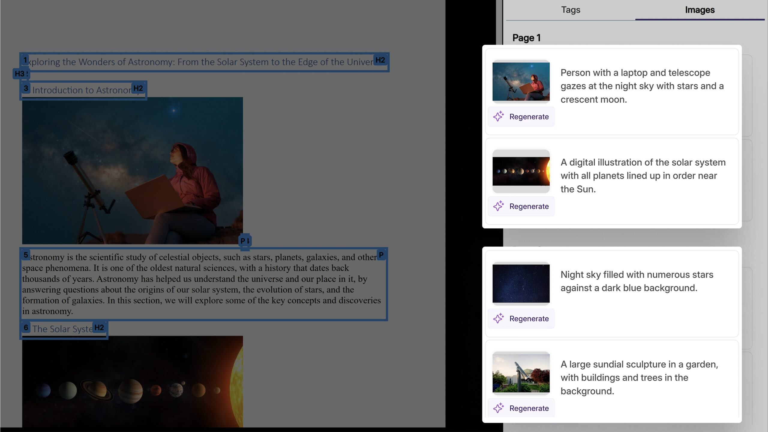 Improved Element Management: Enhanced tools for image selection, AI generation, and bookmark organization