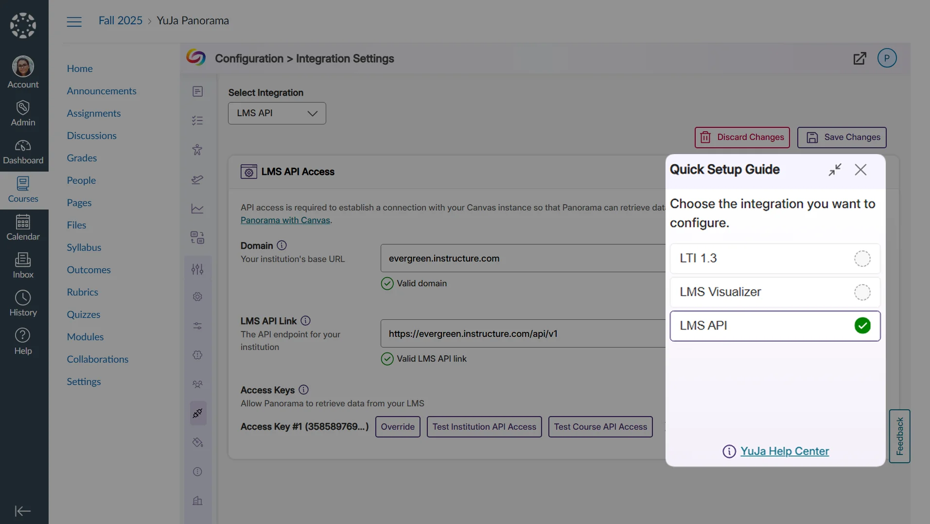 A quick setup guide embedded in Panorama shows a checklist of items that need to be completed.
