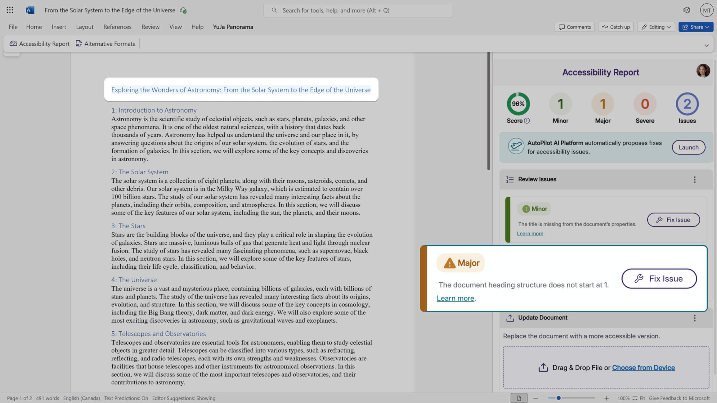 Visual issue highlighting: Accessibility issues are now highlighted directly in your Word document as they're detected.