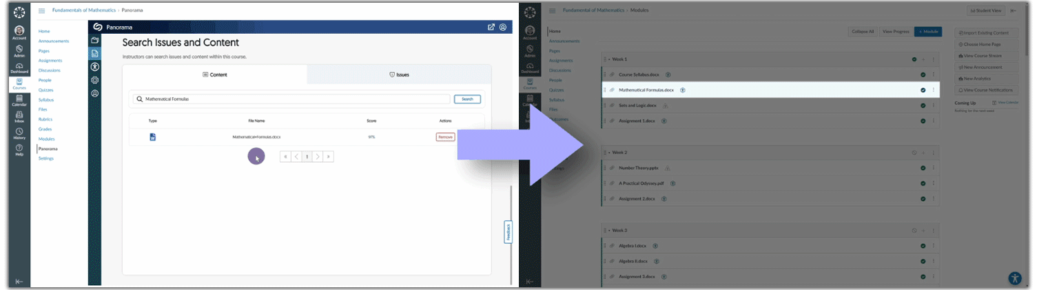 Document being updated through Panorama’s Course Report page which is reflected in Canvas.