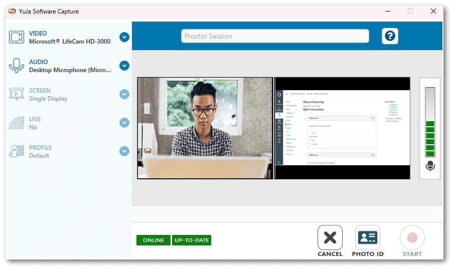 Confidence Monitor UI for proctoring.