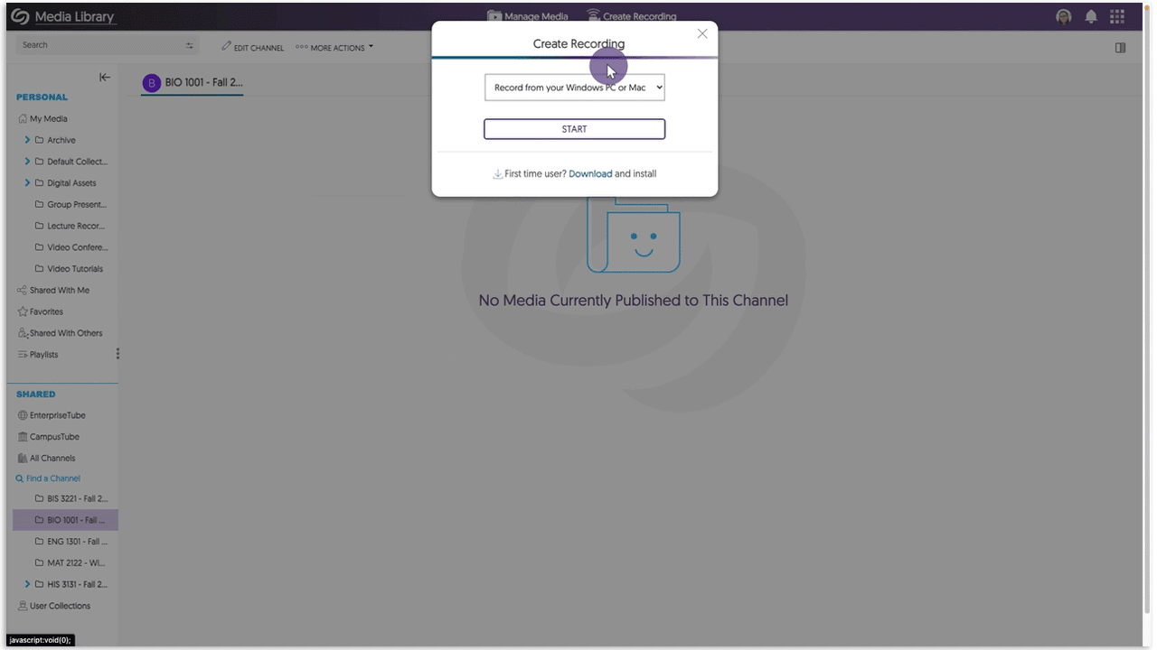 A video is automatically published to the channel Software Capture was launched from.