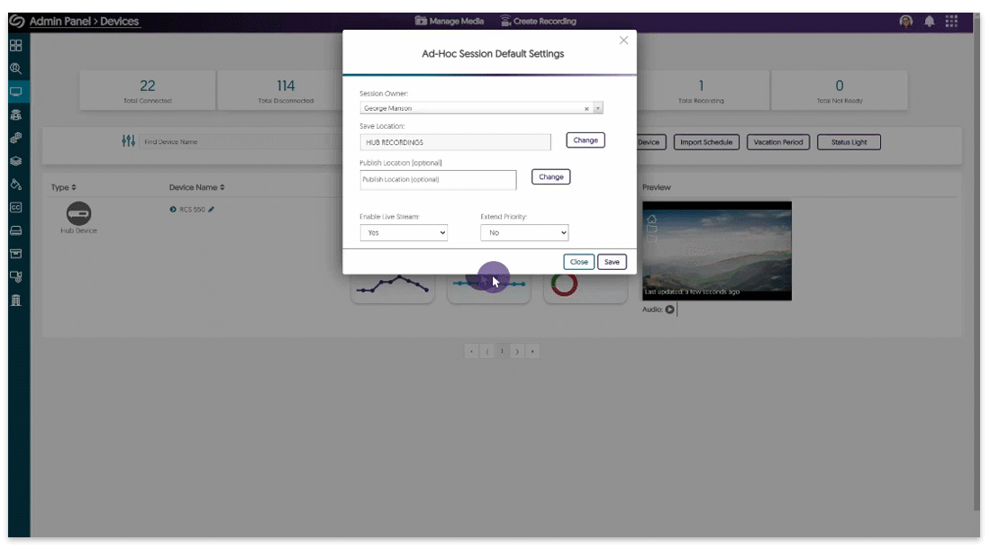 Adjusting the publish location to the EnterpriseTube and CampusTube.