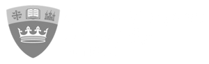 Queen Margaret University white logo.