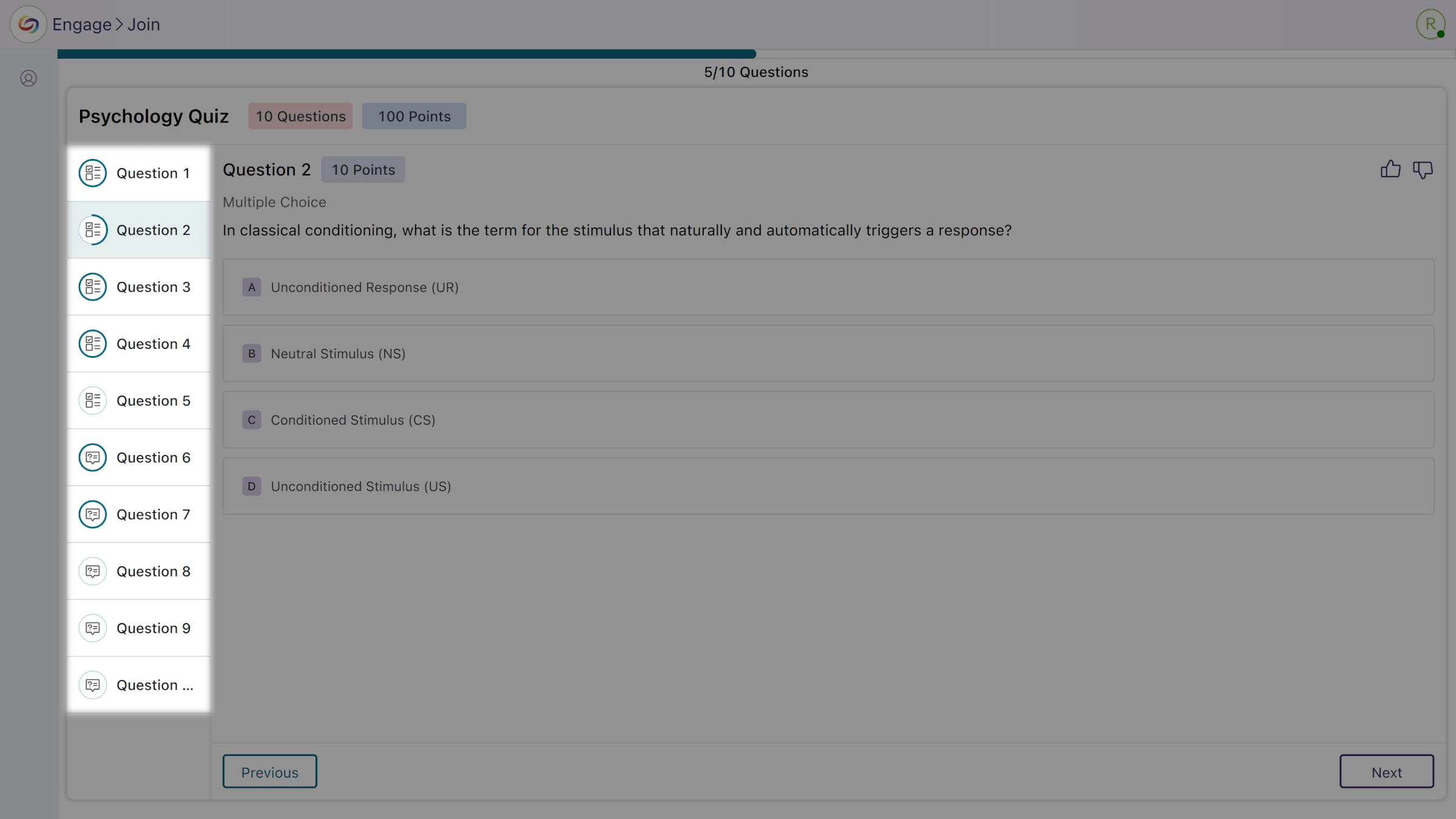 The redesigned poll-taking page with side navigation panel and indication of question progress.