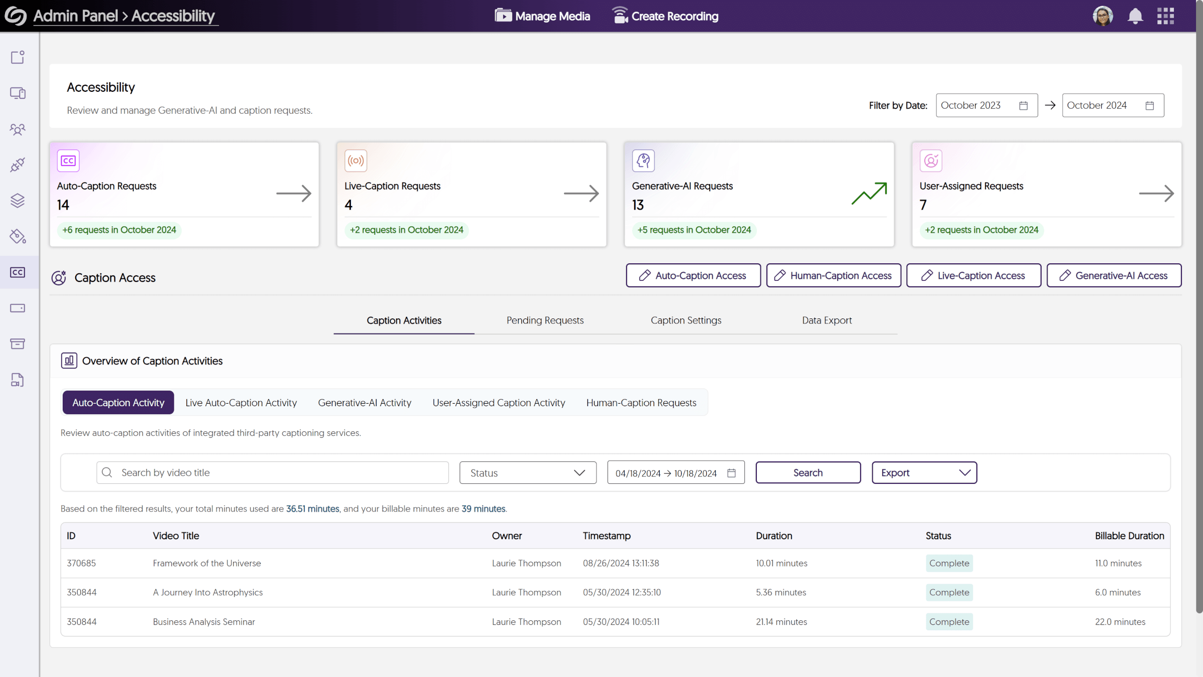 The redesigned Accessibility Dashboard within the Admin Panel.