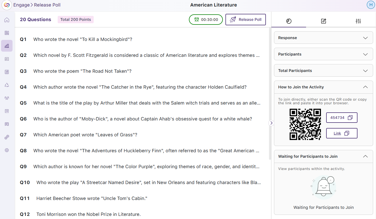 A view of the redesigned Poll Release page in YuJa Engage.