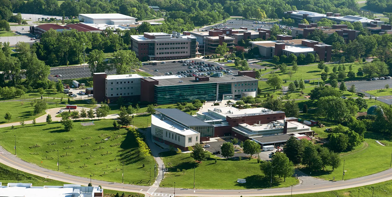 Aerial view Southern Illinois University Edawardsville campus.