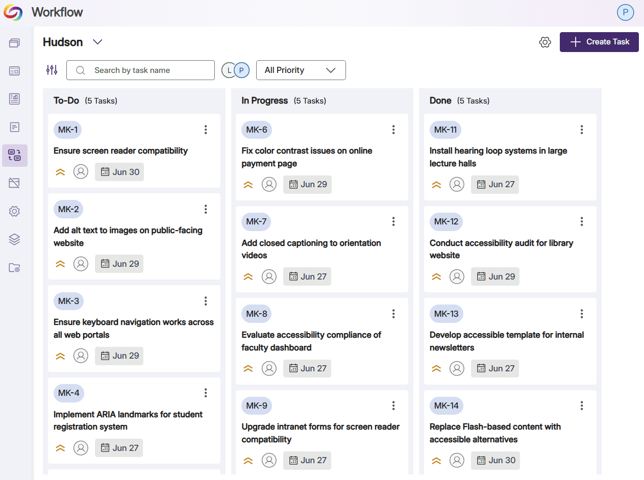 Two people looking at the tasks on the Panorama Workflow orchestration screen.