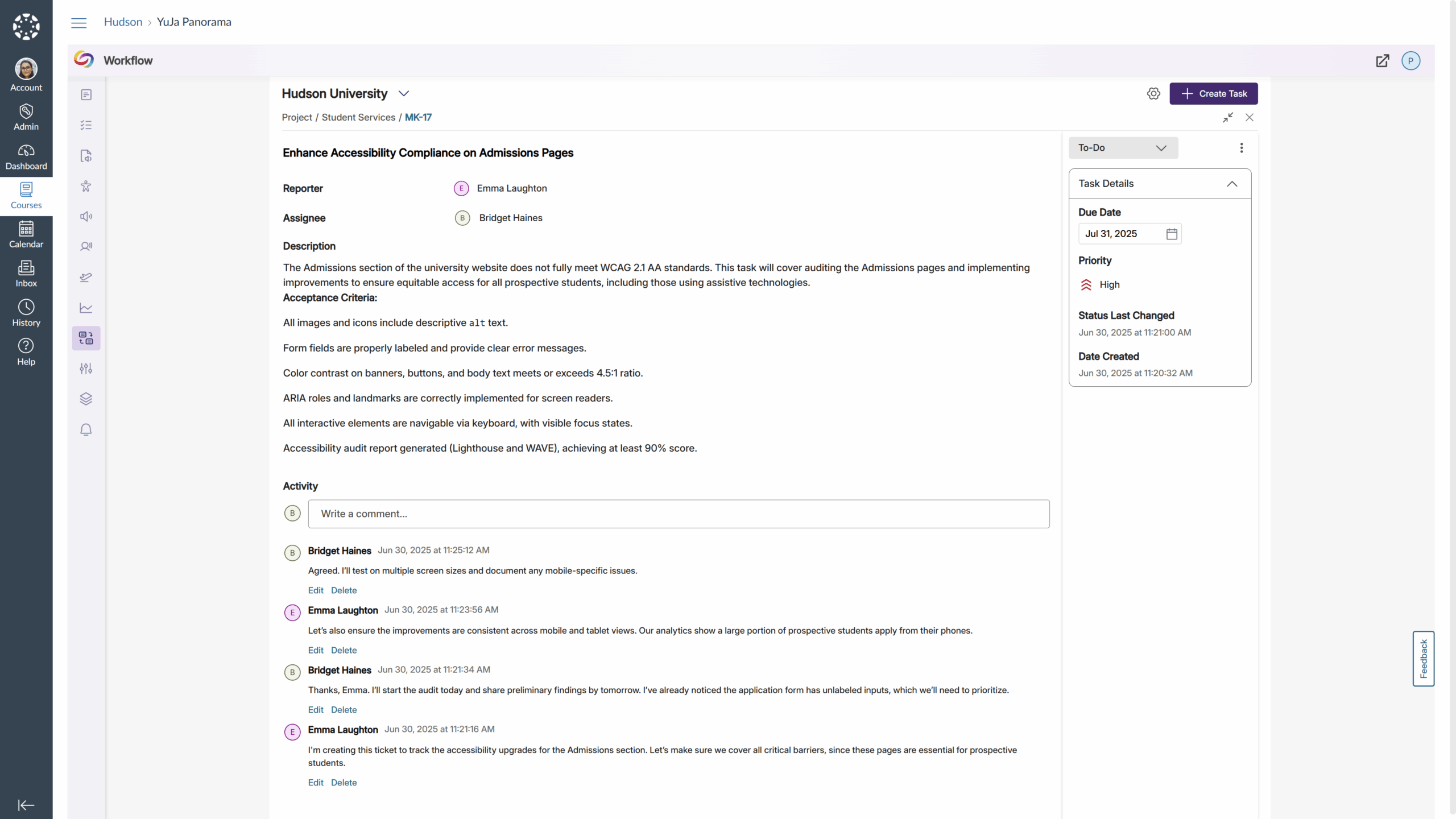 YuJa Panorama Workflow Orchestration screenshot