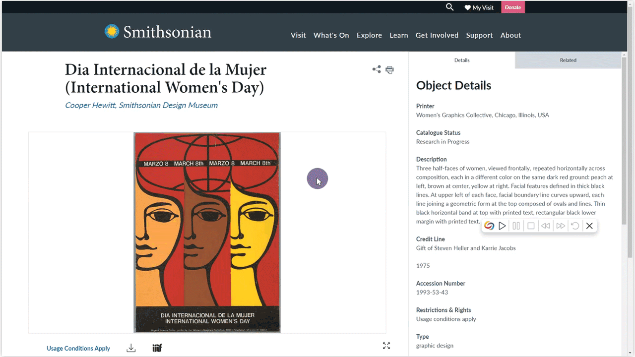 The smart speaker's play bar is shown reading text.