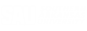 Southern Arkansas University white logo