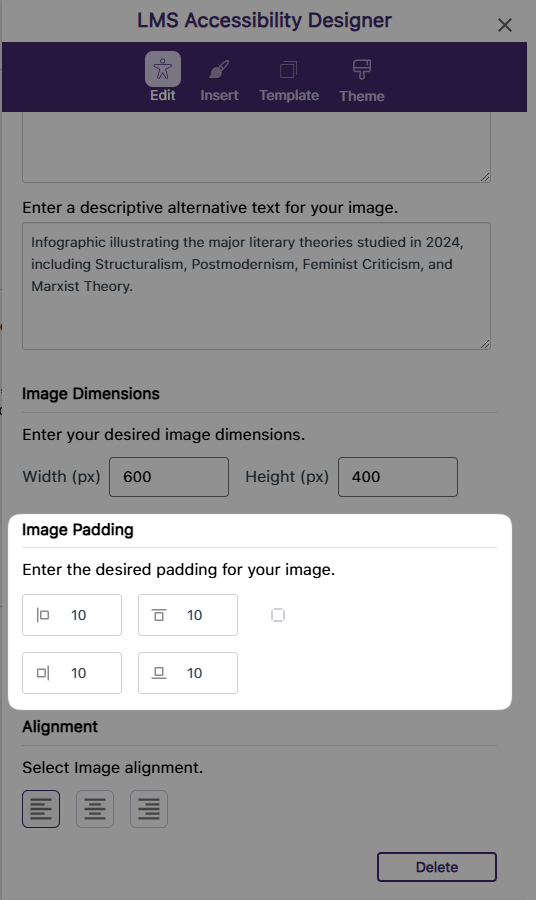 The new Image Padding setting found in the LMS Accessibility Designer.
