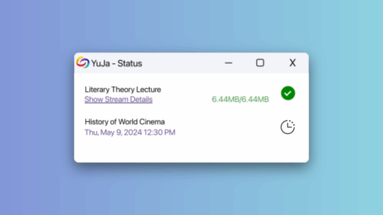 Status window showing upcoming session.