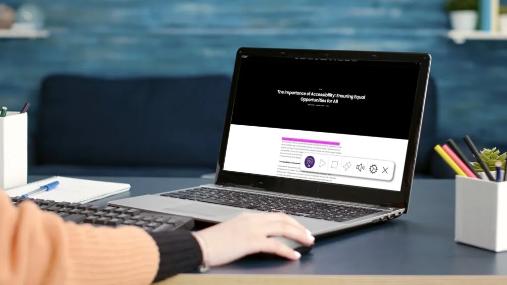 A close-up of a laptop running the YuJa SmartSpeaker AI Platform.