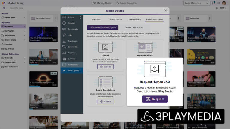 Support For Human Generated Enhanced Audio Descriptions With Partnership With 3play Media