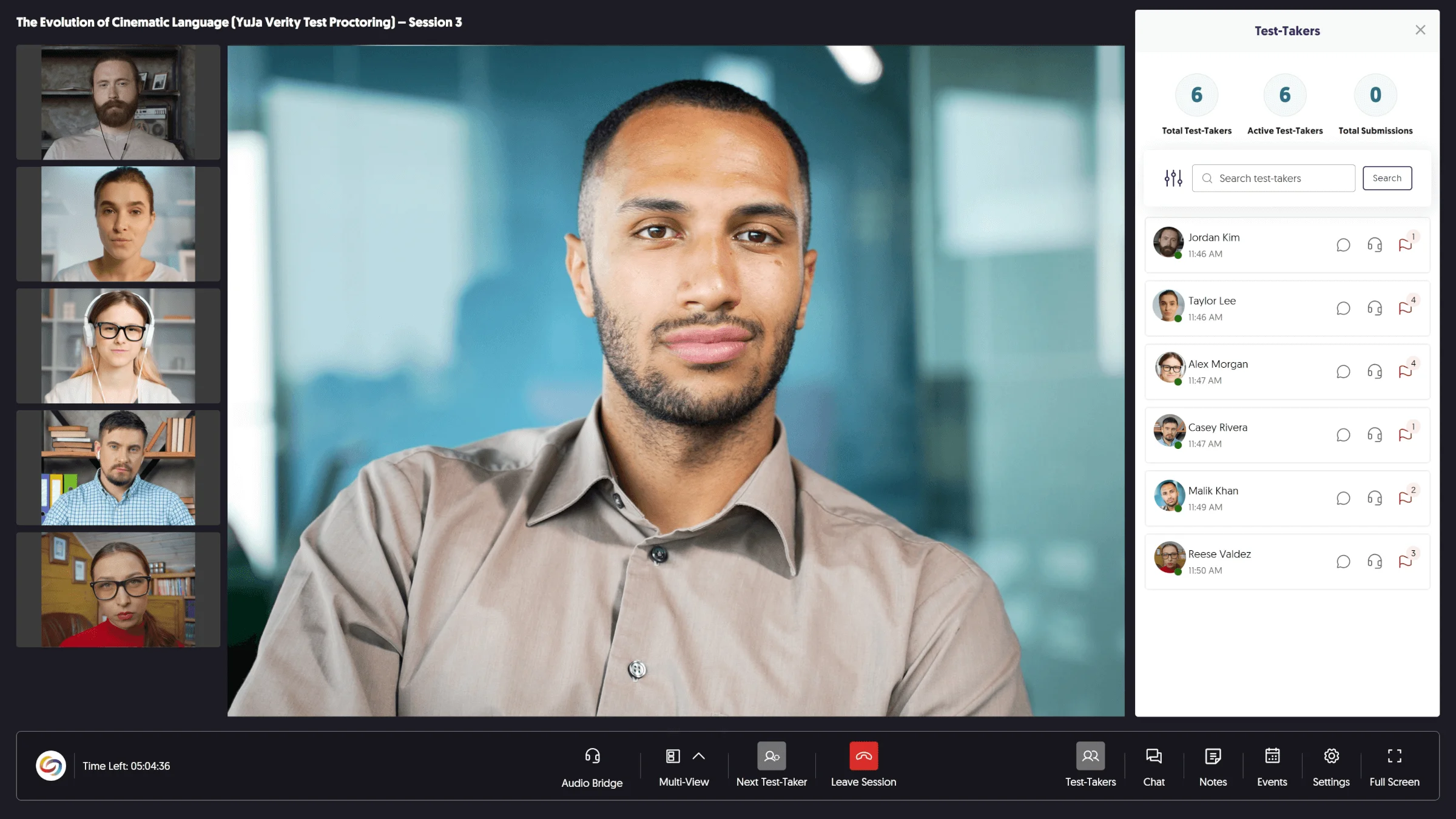 Image shows a browser with multiple proctored student’s screens.