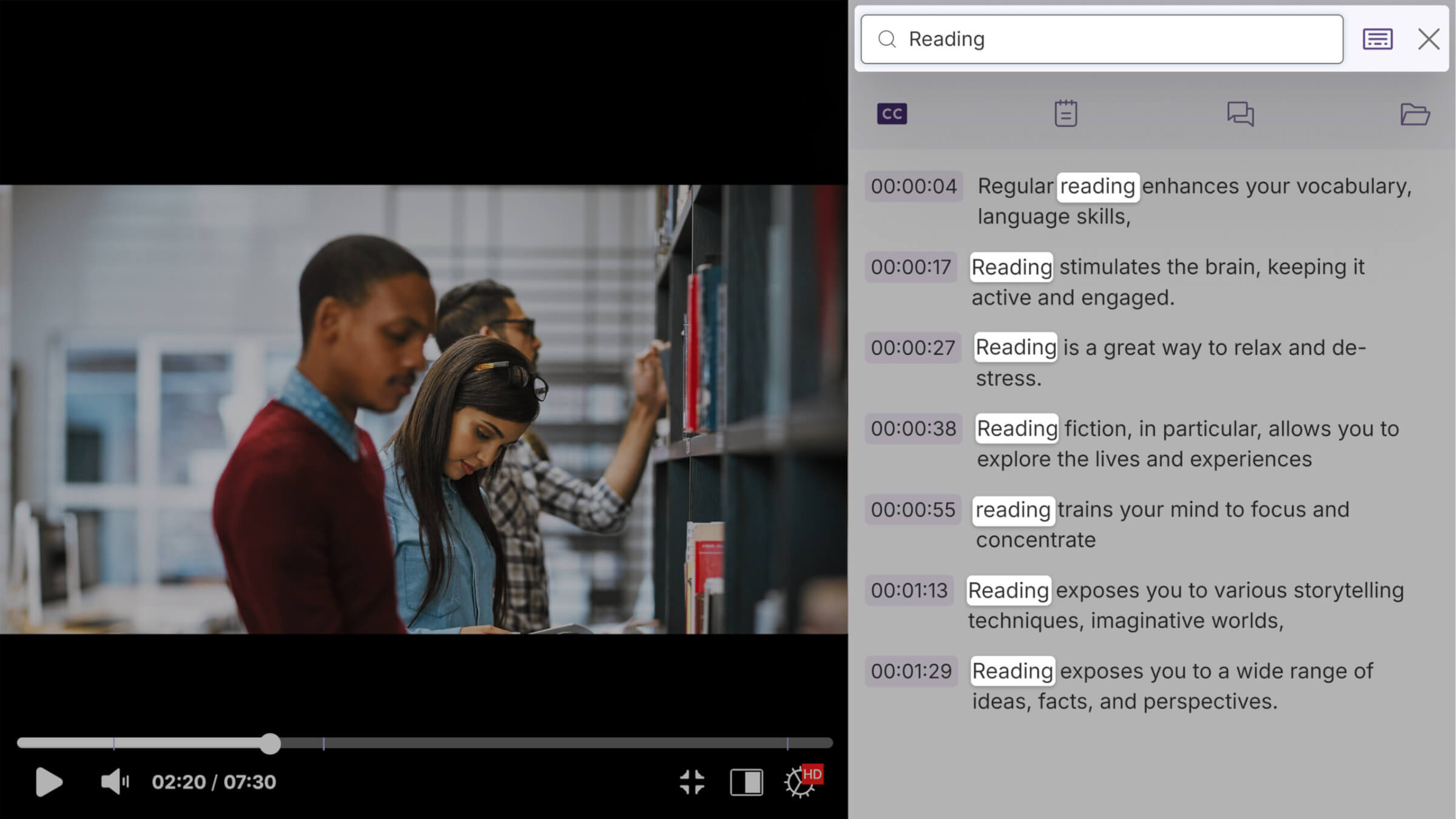 Screenshot of YuJa representing visual search functionality.