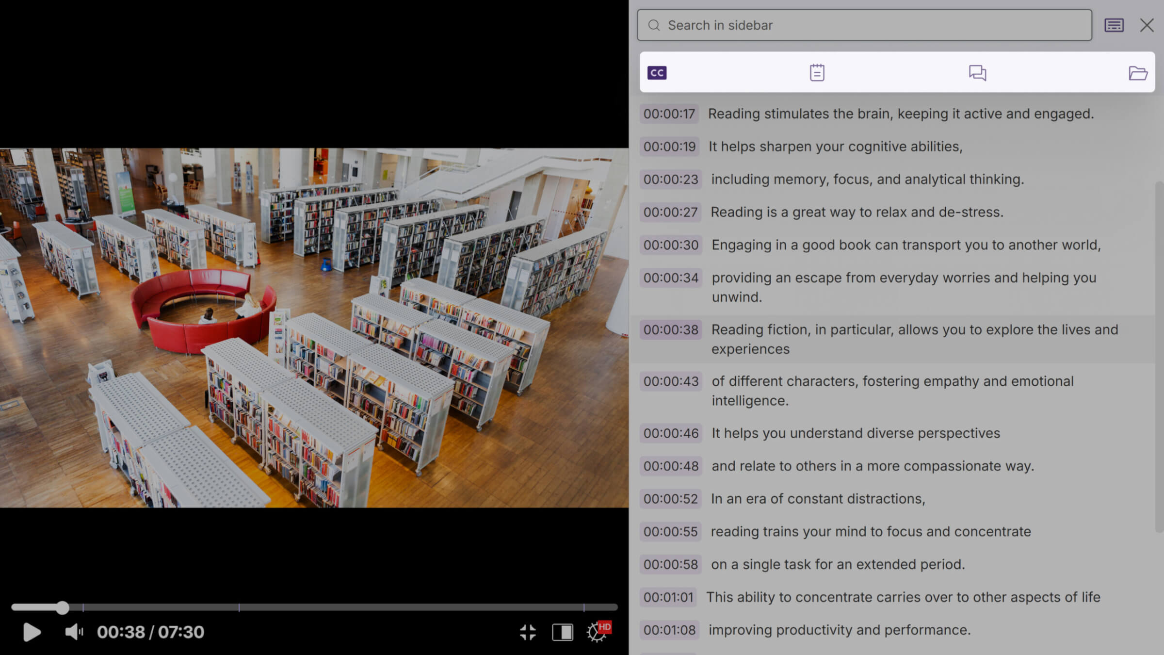 Screenshot of YuJa video player.