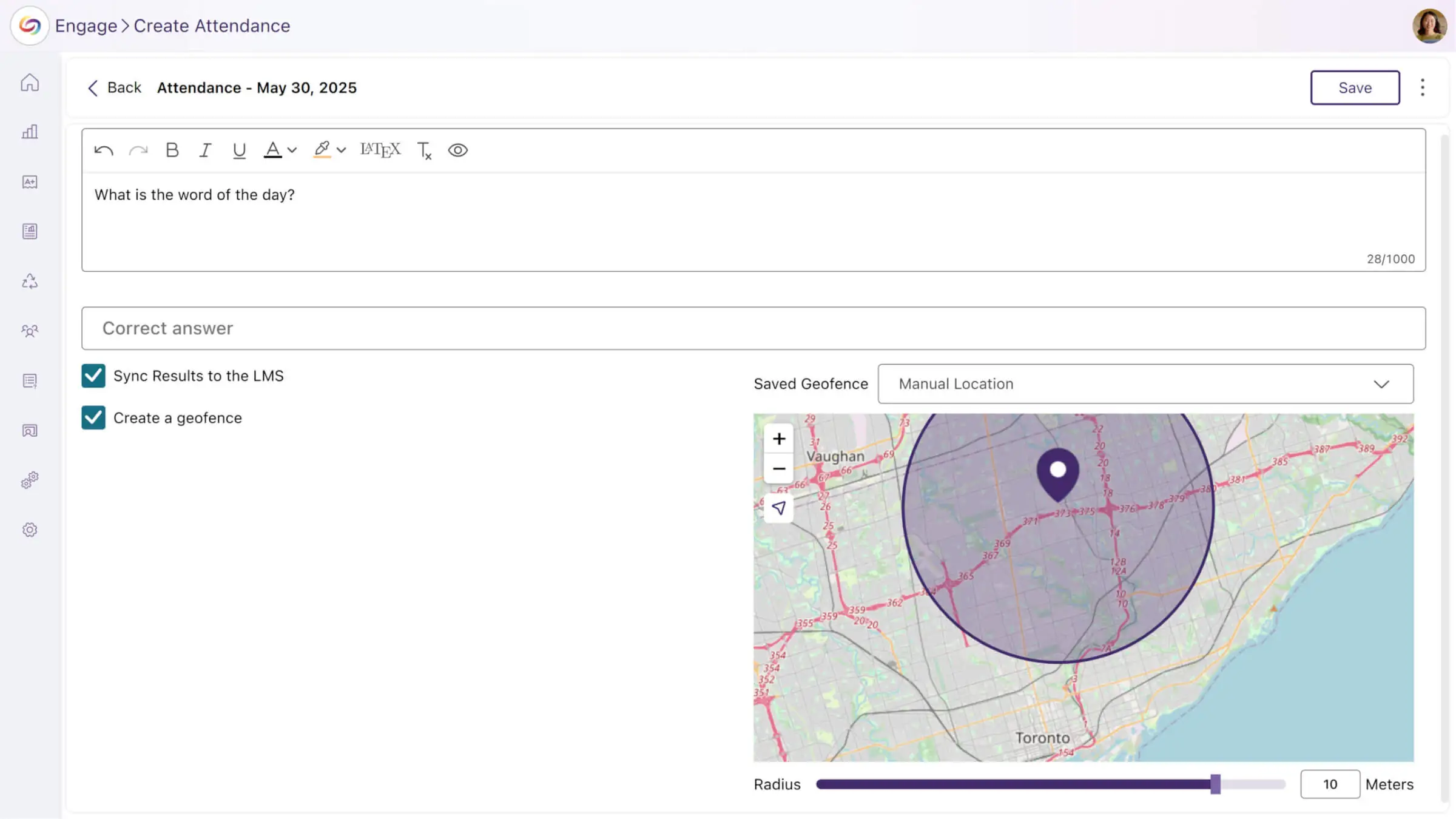 Geolocation-based attendance tracking.