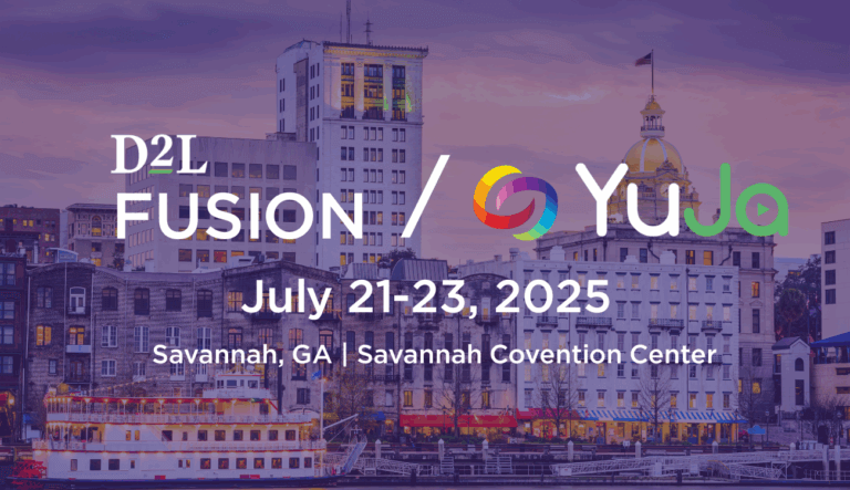 A graphic for D2L Fusion 2025 in Savannah GA.