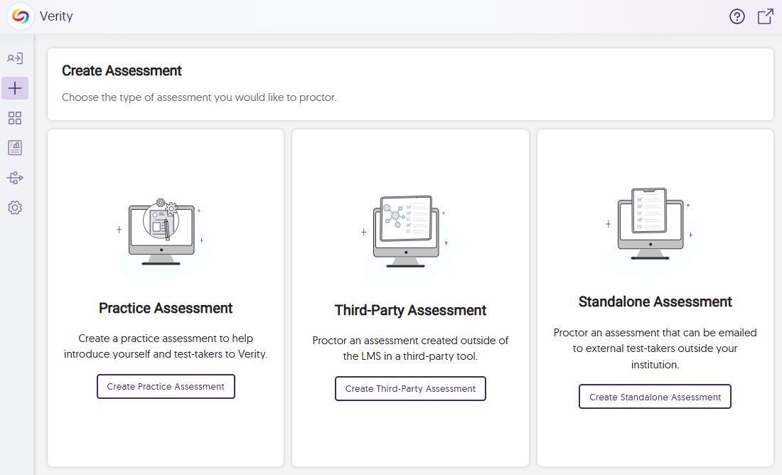 The Create Assessment page highlighting the proctoring options.
