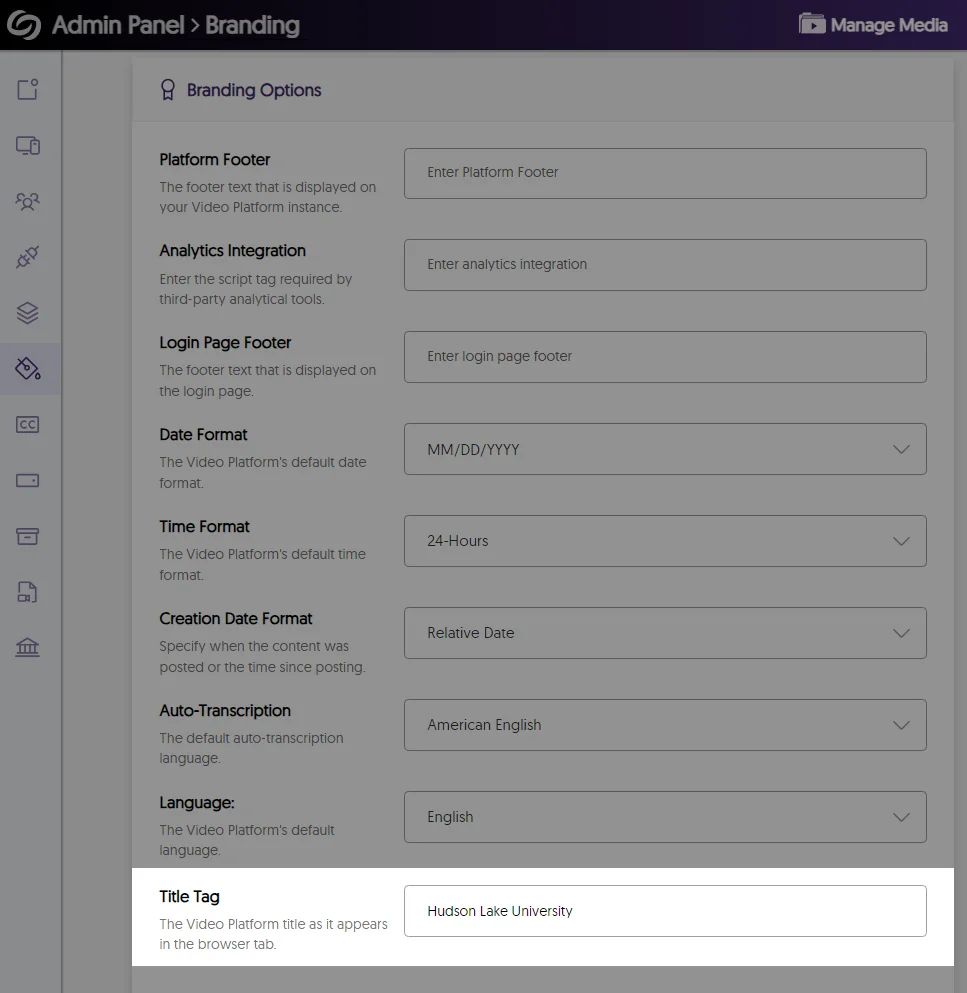The option to add a title tag.