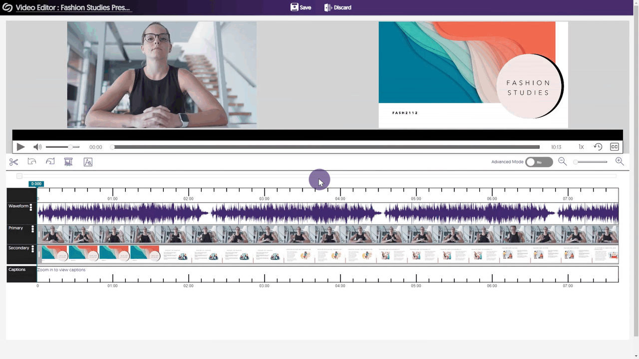 Undoing a split in the Video Editor.