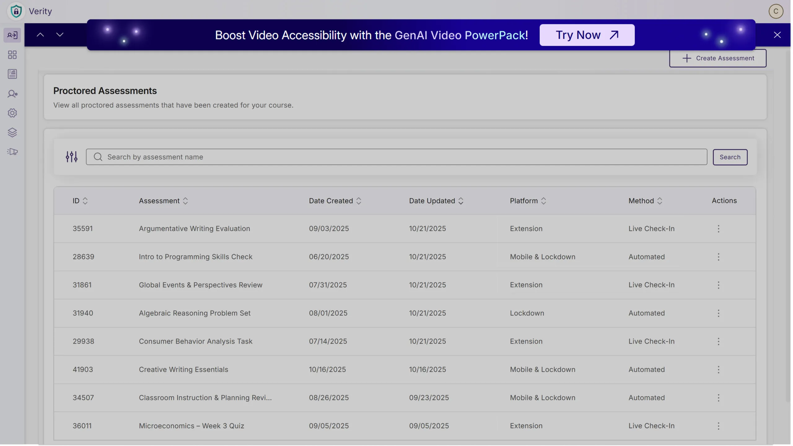 Event Banners on Verity screen