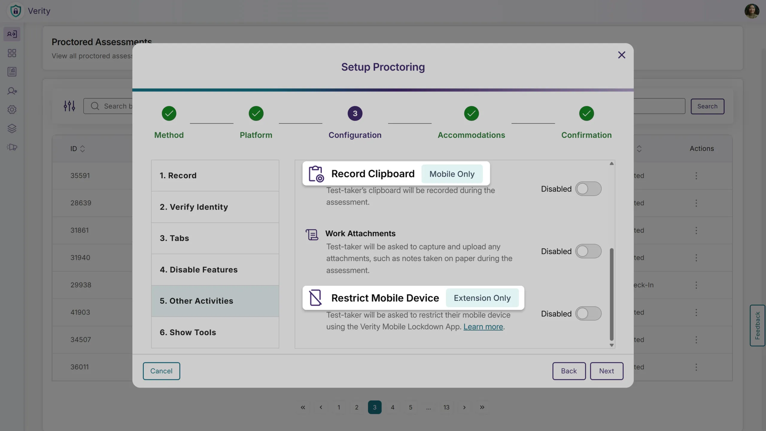 Record Clipboard nad Restrict Mobile Device options