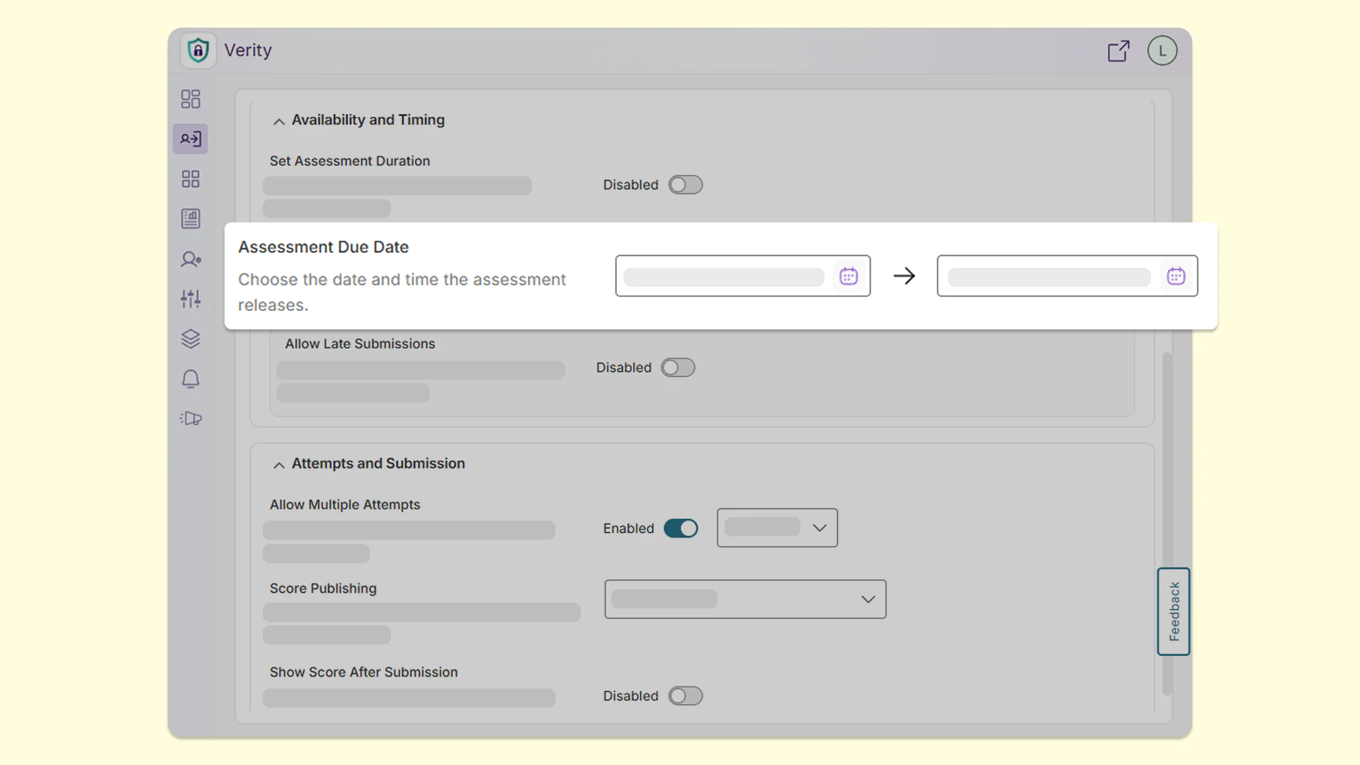 Choose the date and time the asssessment releases